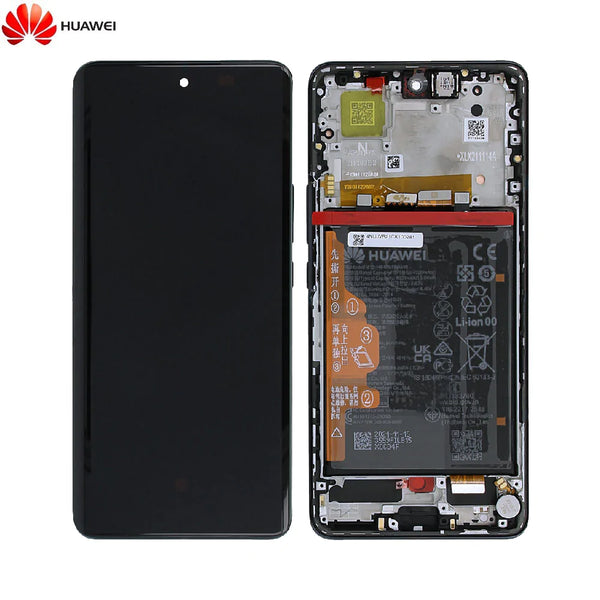 Blok Layar Lengkap karo Bingkai lan Baterei Asli kanggo Huawei Nova 9 02354NUJ Black