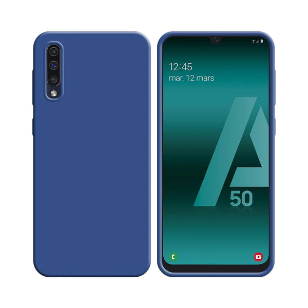 Funda de Silicona Compatible con Samsung Galaxy A30S A307, A50 A505 y A50S A507 Azul Marino