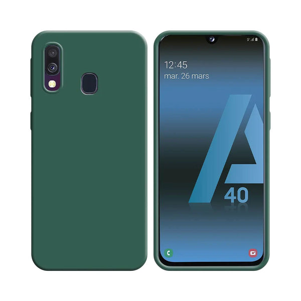 Funda de Silicona Compatible con Samsung Galaxy A40 A405 Verde Oscuro