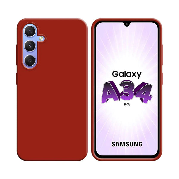 Funda Silicona Compatible con Samsung Galaxy A34 5G A346 Roja