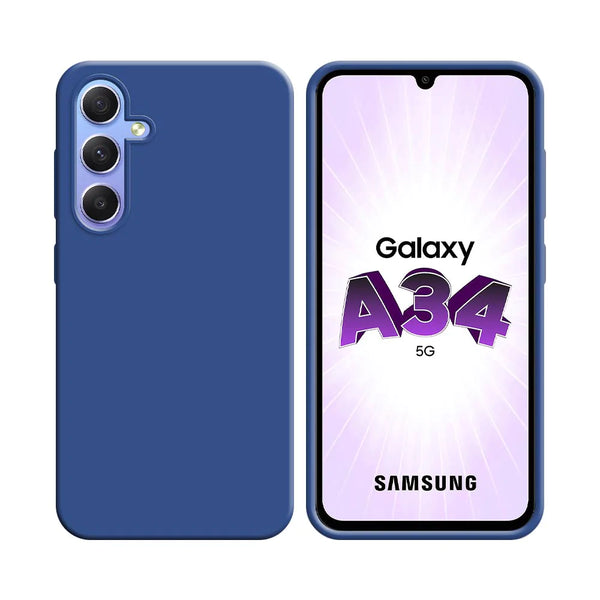Funda de Silicona Compatible con Samsung Galaxy A34 5G A346 Azul Marino