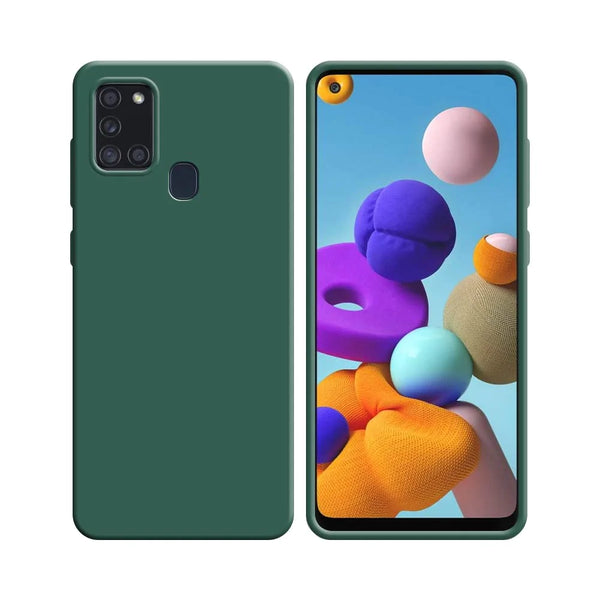 Funda de Silicona Compatible con Samsung Galaxy A21S A217F Verde Oscuro