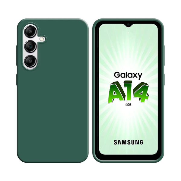 Funda de Silicona Compatible con Samsung Galaxy A14 5G A146P y A14 4G A145 Verde Oscuro