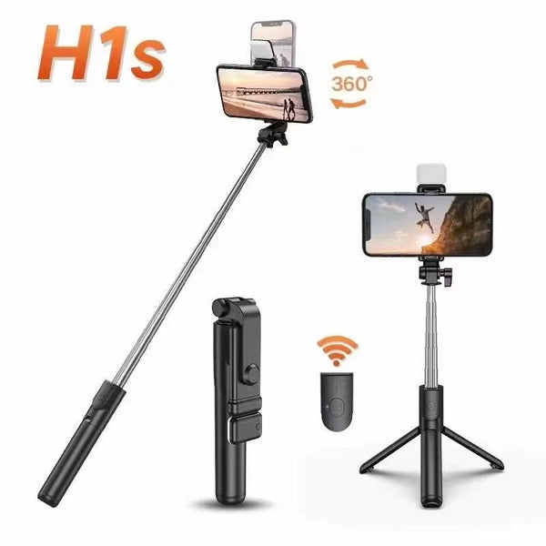 360¡ã Bluetooth Smartphone Tripod with Light (1m) Black