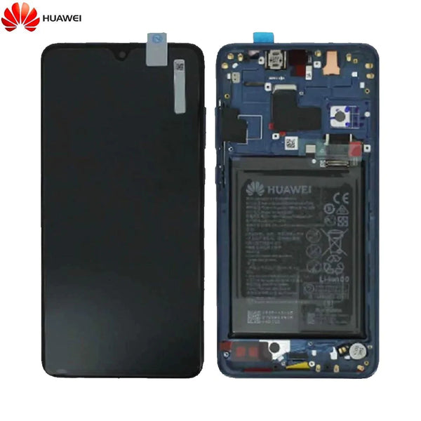 Bloc _cran Complet avec Ch_ssis et Batterie Original pour Huawei Mate 20 02352FQM 02352FQW Bleu