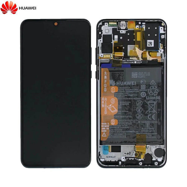 Blok Layar Lengkap kanthi Bingkai lan Baterei Asli kanggo Huawei P30 Lite Edisi Anyar 02352PJM 02353FPX Carbon Black