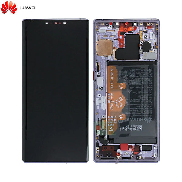 Komplette Bildschirmbaugruppe mit Rahmen und Akku Original Huawei Mate 30 Pro 02353HJH Silber