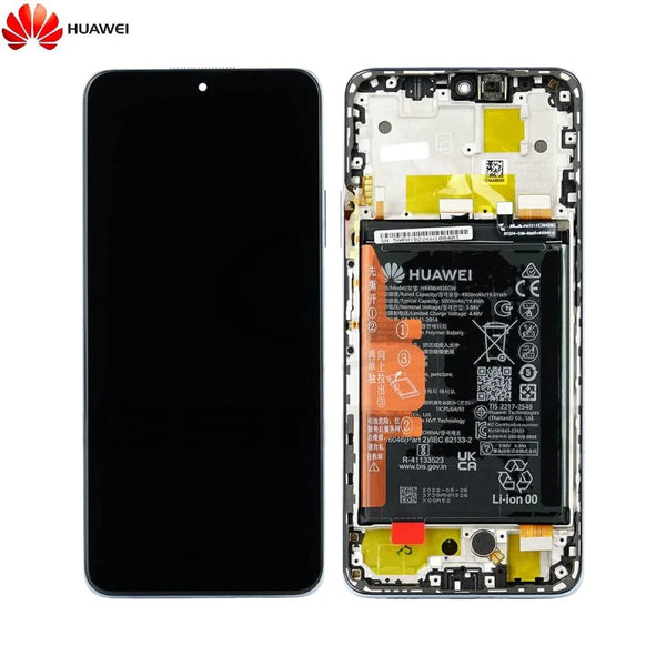 Conjunto de tela completo com moldura e bateria original Huawei Nova Y90 02355ARH Crystal Blue