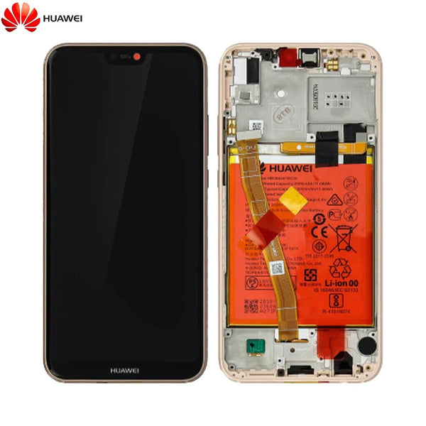 Gruppo Schermo Completo con Telaio e Batteria Originale Huawei P20 Lite 02351WRN Oro