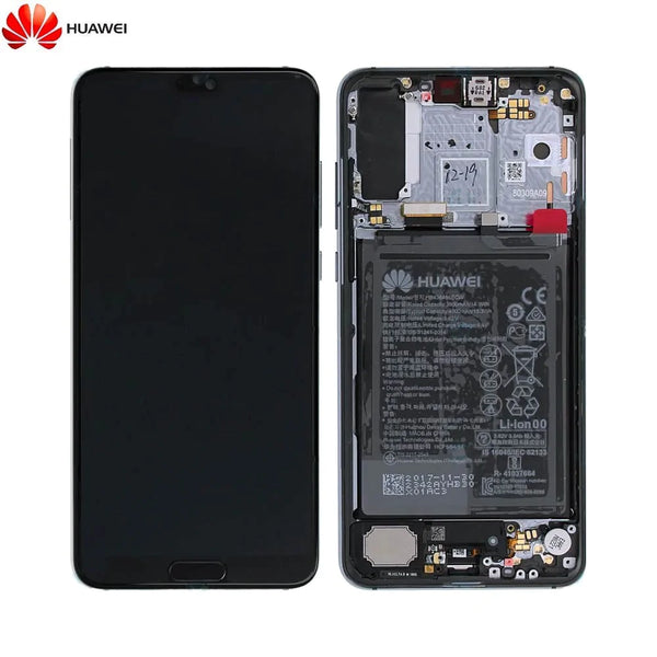Kompletter Bildschirmblock mit Rahmen und Akku Original Huawei P20 Pro 02351WTP Blau