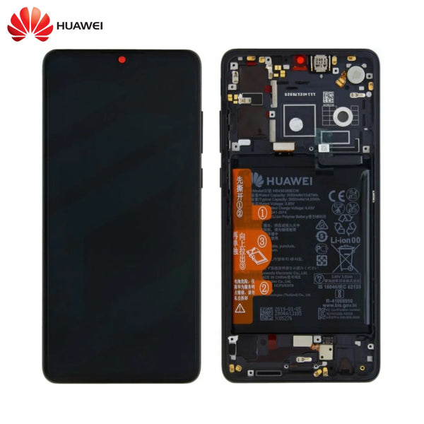 Komplette Bildschirmbaugruppe mit Rahmen und Akku Original Huawei P30 02352NLL 02354HLT 02354HMG Schwarz
