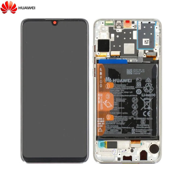 Bloc _cran Complet avec Ch_ssis et Batterie Original Huawei P30 Lite 02352RQC Blanc Perle