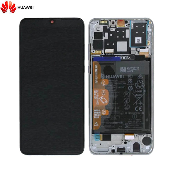 Bloco de Tela Completo com Moldura e Bateria Original Huawei P30 Lite Nova Edi__o 02353FQB Branco