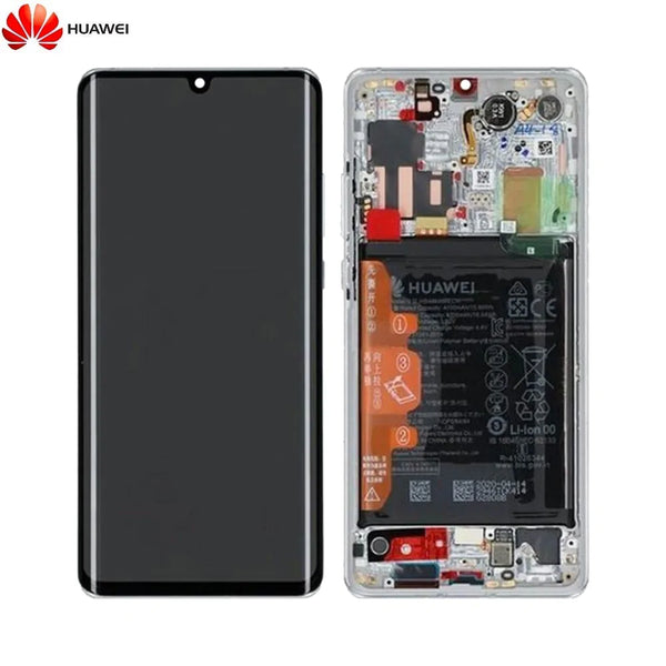 Montagem de tela completa com moldura e bateria original Huawei P30 Pro P30 Pro Nova edi__o 02353SBC Frost Silver
