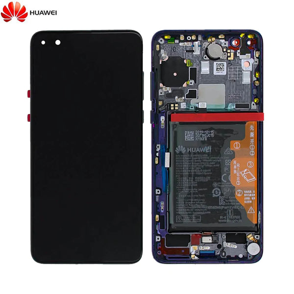 Complete Screen Block with Frame and Battery Original Huawei P40 02353MFU Blue