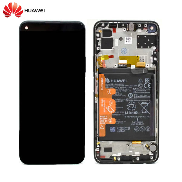 Conjunto de tela completo com moldura e bateria original Huawei P40 Lite 5G 02353SUN preto