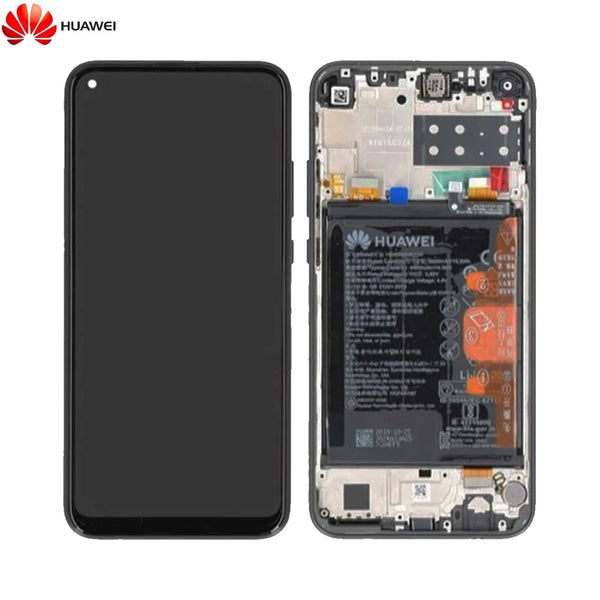 Bloco de Tela Completo com Moldura e Bateria Original Huawei P40 Lite E 02353FMW Preto