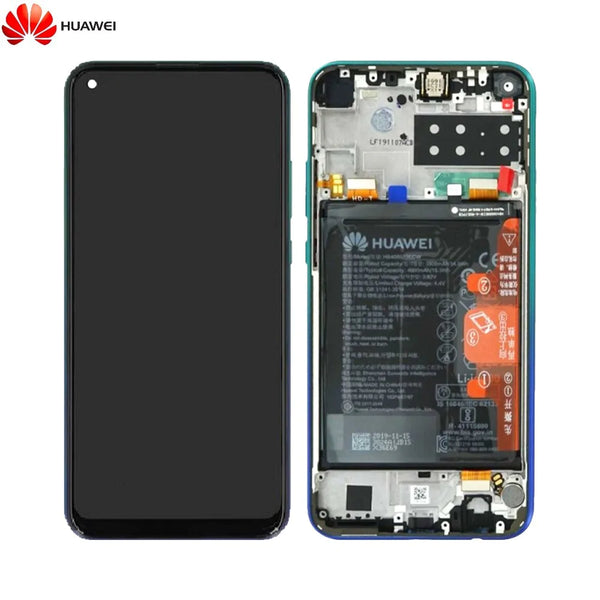 Komplette Bildschirmbaugruppe mit Rahmen und Akku Original Huawei P40 Lite E 02353FMX Aurora Blue