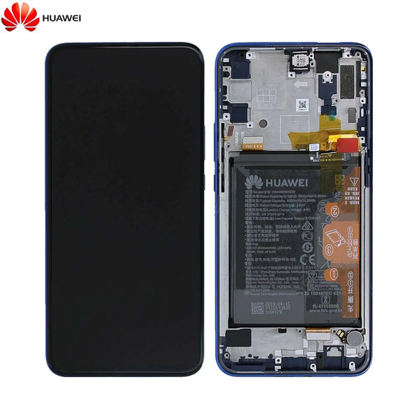 Conjunto de tela completo com moldura e bateria original Huawei P Smart Z Y9 Prime 2019 02352RXU azul safira