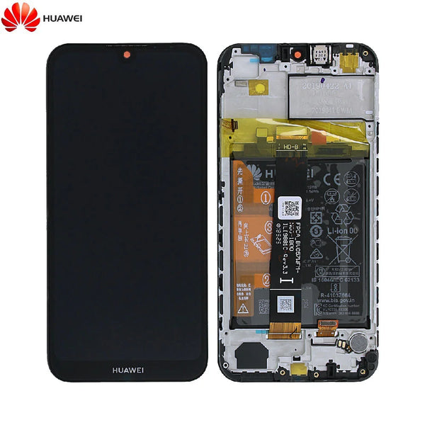 Conjunto de tela completo com moldura e bateria original Huawei Y5 2019 02352QNW preto