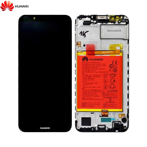Schermo completo con telaio e batteria originale Huawei Y7 2018 02351USA Nero