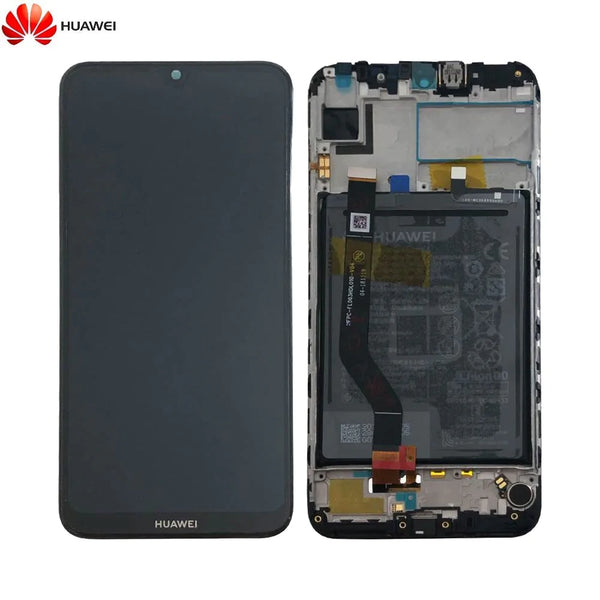 Komplette Bildschirmbaugruppe mit Rahmen und Akku Original Huawei Y7 2019 02352KCV Schwarz