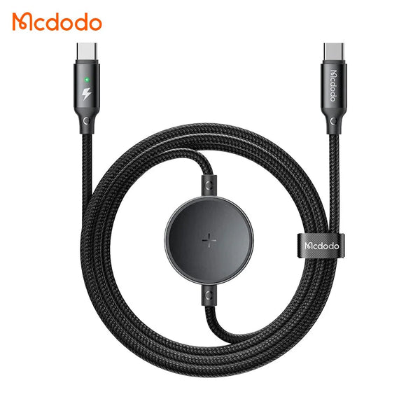 Cable de datos m¨²ltiple Mcdodo CA-4170 tipo C a tipo C + base de carga por inducci¨®n de 60 W para Samsung Watch (1,5 m), color negro