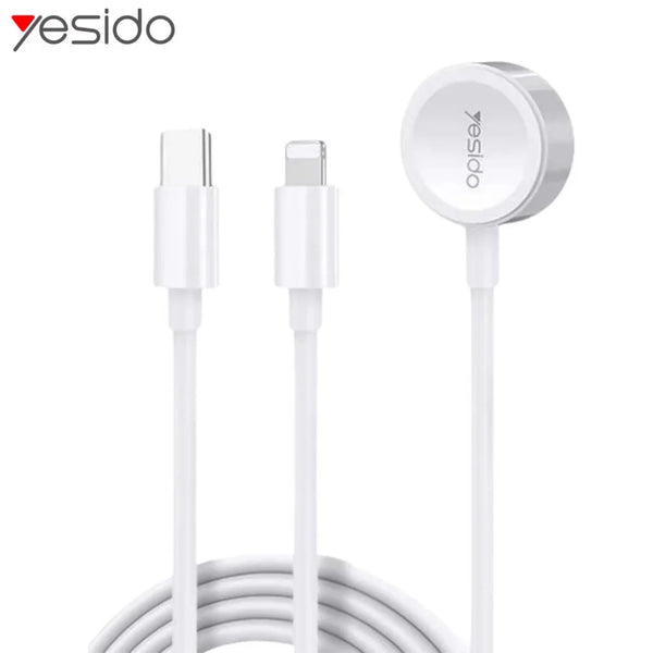 Cargador Yesido CA113 2 en 1 para Apple Watch y iPhone, color blanco
