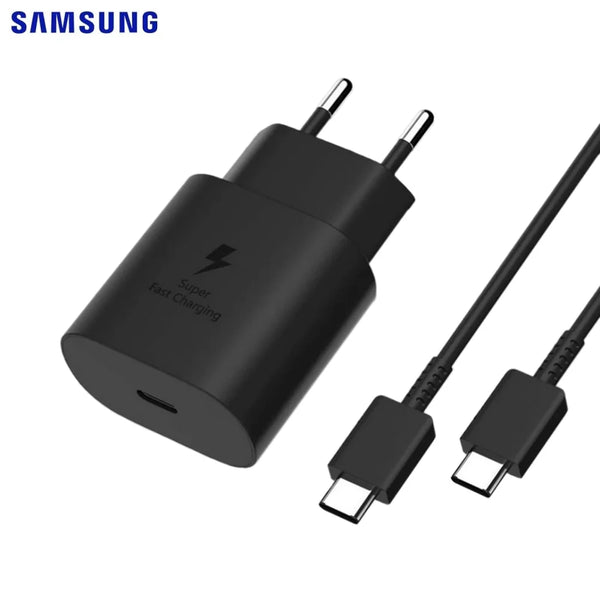 Samsung EP-TA800B + DA705BBE 25 W 3 A Typ-C-Netzladeger_t mit GP-PTU021SOABQ Bulk-Schwarz-Typ-C-Kabel