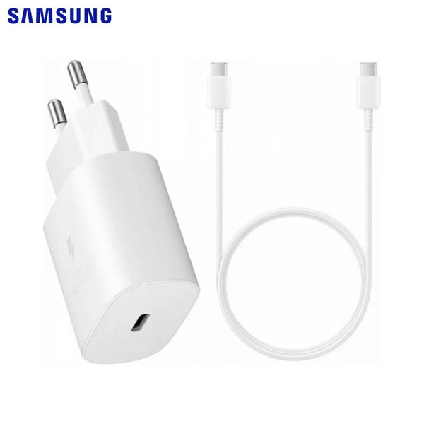 Samsung EP-TA800W + DA705BWE 25 W 3 A Typ-C Netzladeger_t mit GP-PTU021SOAWQ Typ-C Kabel Bulk Wei_