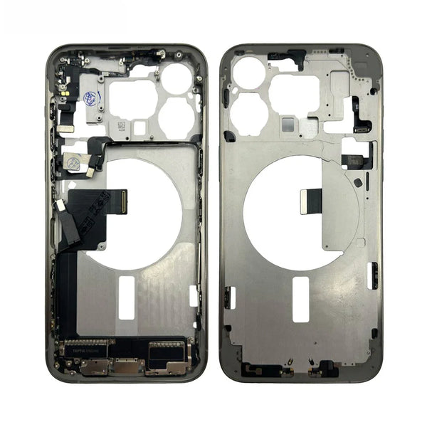 Apple iPhone 15 Pro Max original retirado, chasis intermedio, color blanco titanio