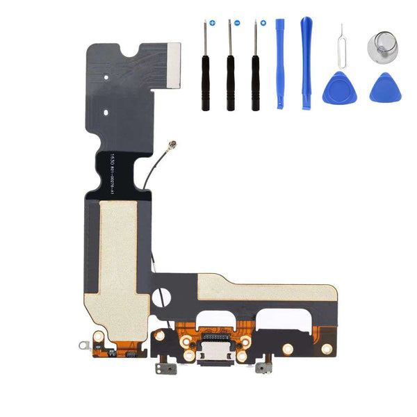 Eutoping USB Charging Port For Apple iPhone 7 Plus Black Dock Connector Charger Board Flex Cable Assembly Replacement with tool
