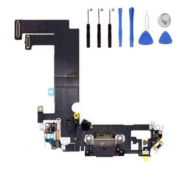 Eutoping USB Charging Port For Apple iPhone 12 Mini Black Dock Connector Charger Board Flex Cable Assembly Replacement with tool