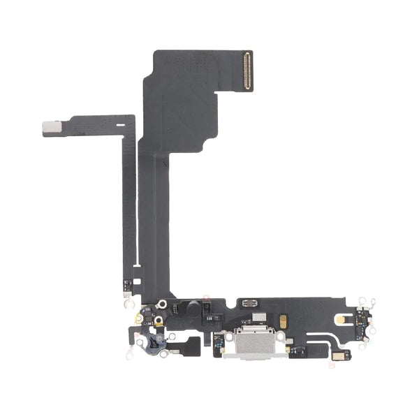 Conector de carga original de Apple iPhone 15 Pro Max en color blanco titanio extra¨ªdo