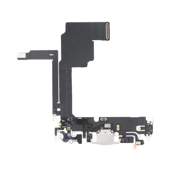 Conector de carga original de Apple iPhone 15 Pro en color blanco titanio extra¨ªdo