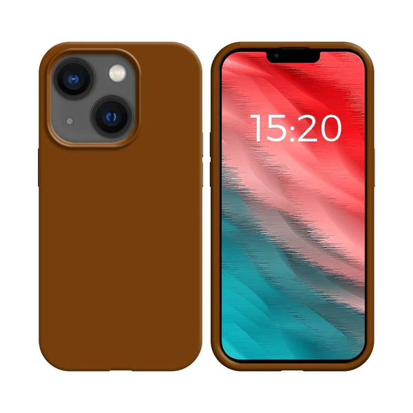 Coque Silicone Compatible pour Apple iPhone 14 Plus Marron
