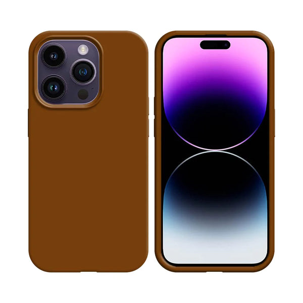 Coque Silicone Compatible pour Apple iPhone 14 Pro Max Marron