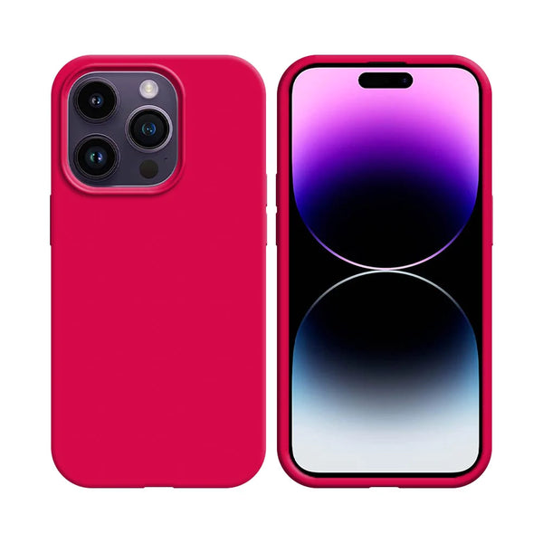 Coque Silicone Compatible pour Apple iPhone 14 Pro Rose Vif