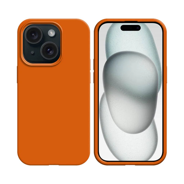Coque Silicone Compatible pour Apple iPhone 15 Plus Orange
