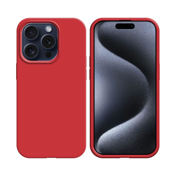 Coque Silicone Compatible pour Apple iPhone 15 Pro Rouge