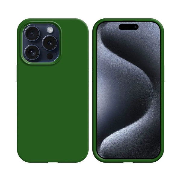 Coque Silicone Compatible pour Apple iPhone 15 Pro Vert Fonc¨¦