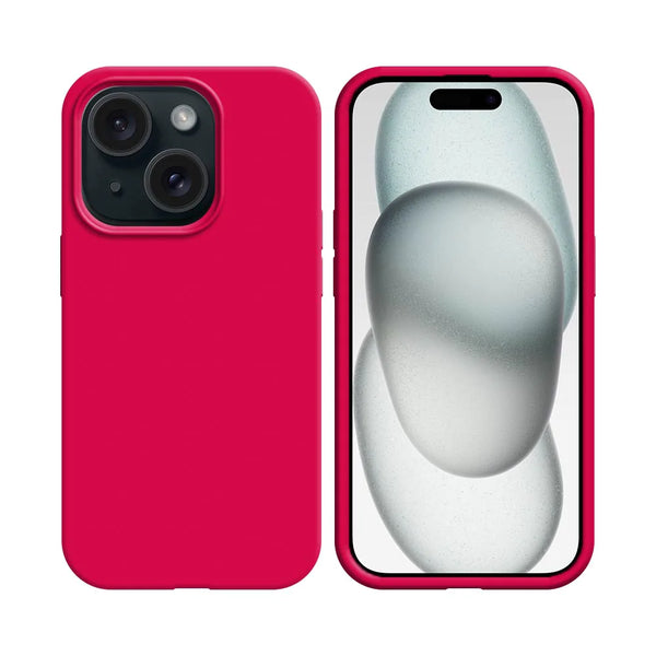 Coque Silicone Compatible pour Apple iPhone 15 Rose Vif