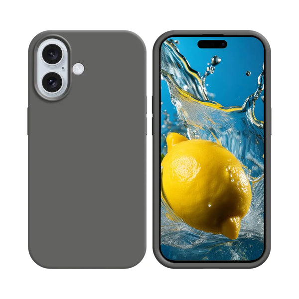 Coque Silicone Compatible pour Apple iPhone 16 Plus Gris Fonc¨¦