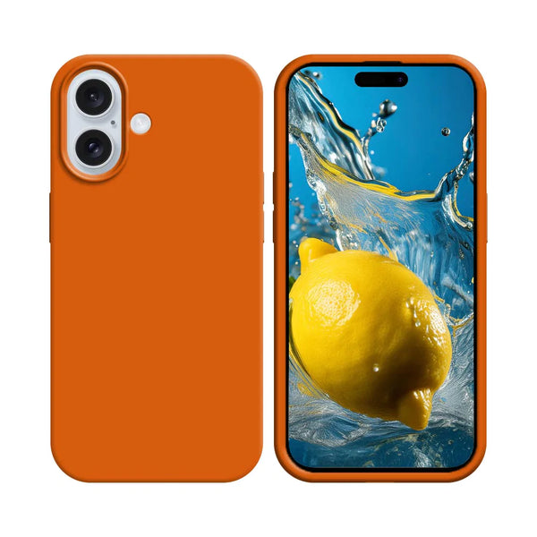 Coque Silicone Compatible pour Apple iPhone 16 Plus Orange