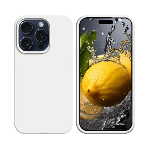 Coque Silicone Compatible pour Apple iPhone 16 Pro Max Blanc