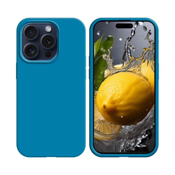 Coque Silicone Compatible pour Apple iPhone 16 Pro Max Bleu Ciel