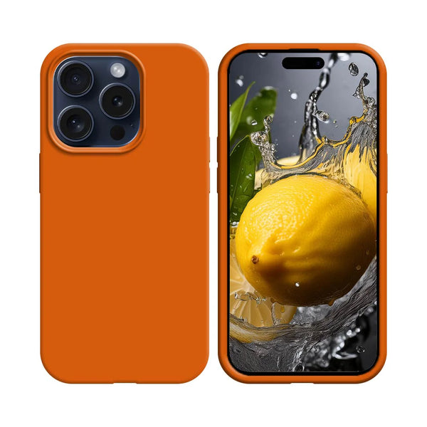 Coque Silicone Compatible pour Apple iPhone 16 Pro Orange