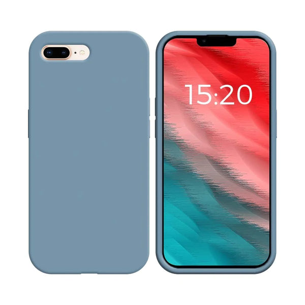Coque Silicone Compatible pour Apple iPhone 7 Plus iPhone 8 Plus (#05) Bleu Acier
