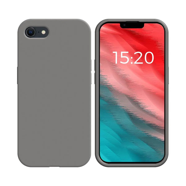 Coque Silicone Compatible pour Apple iPhone 7, 8, SE 2 & SE 3 Gris Fonc¨¦