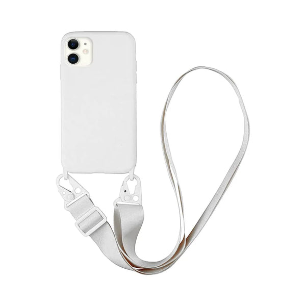 Coque Silicone avec Bandouli¨¨re Apple iPhone 11 Blanc
